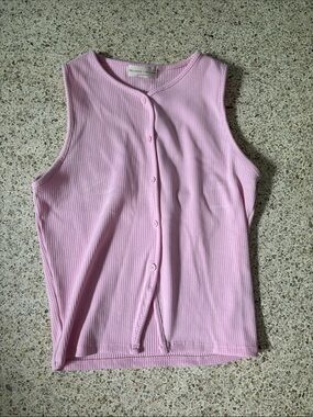 Frankie Shop Light Pink Ribbed Button-Front Tank